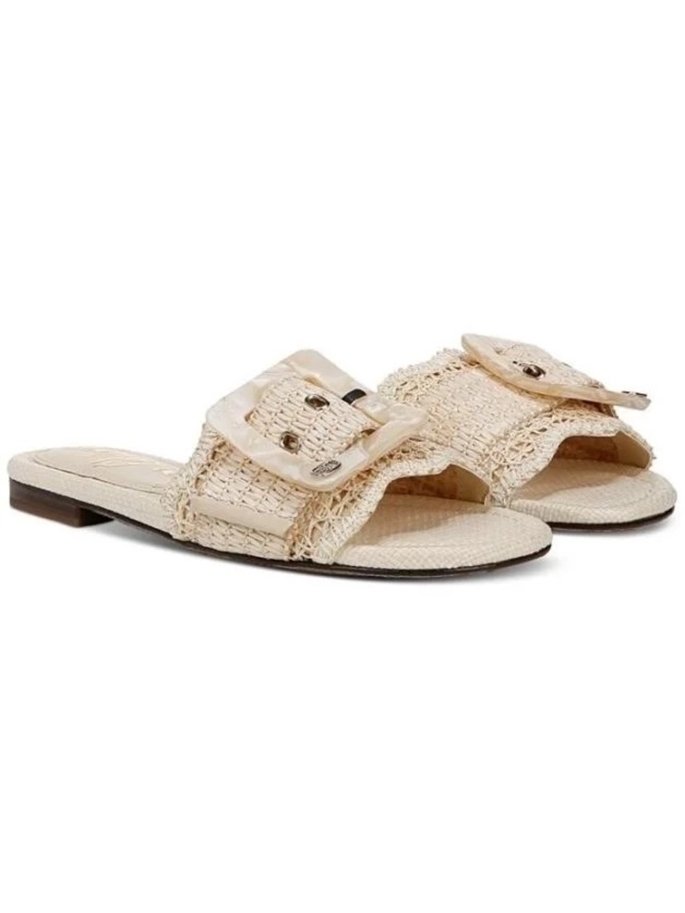 NEW!!!Sam Edelman Natural Raffia Slide Sandals with Buckle Sz7